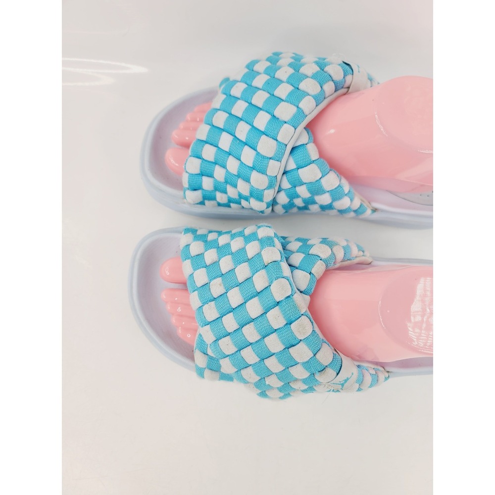 Jordan, Fabric Upper, Rubber Sole Athletic Slide, Women, Size 8, Blue / White. - Picture 3 of 7